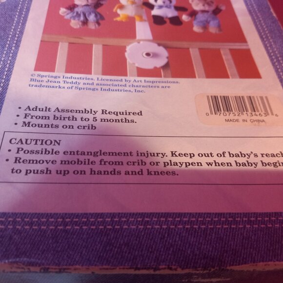 Blue Jean Teddy Bear Baby Nursery Musical Bear Duck Crib Mobile Brahms Lullaby - Picture 11 of 16